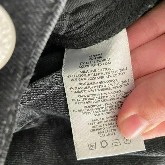 NWOT redone black denim ripped jeans high rise size 26 - Picture 4 of 4